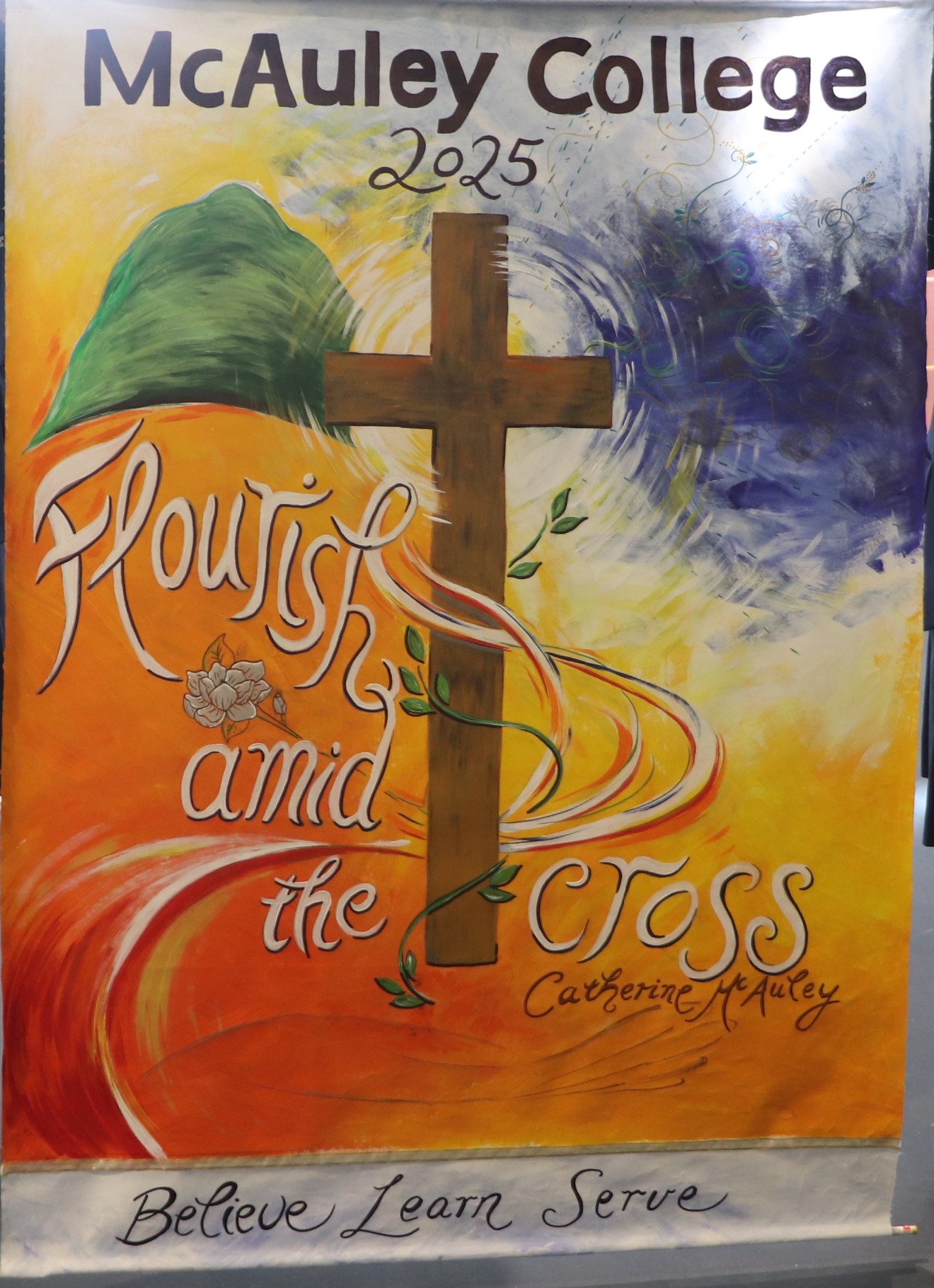 Flourish amid the cross artwork