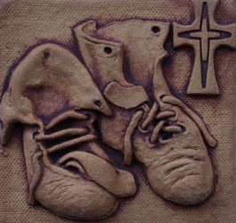 Boots and Cross artwork by Artist Cheryl Connelly