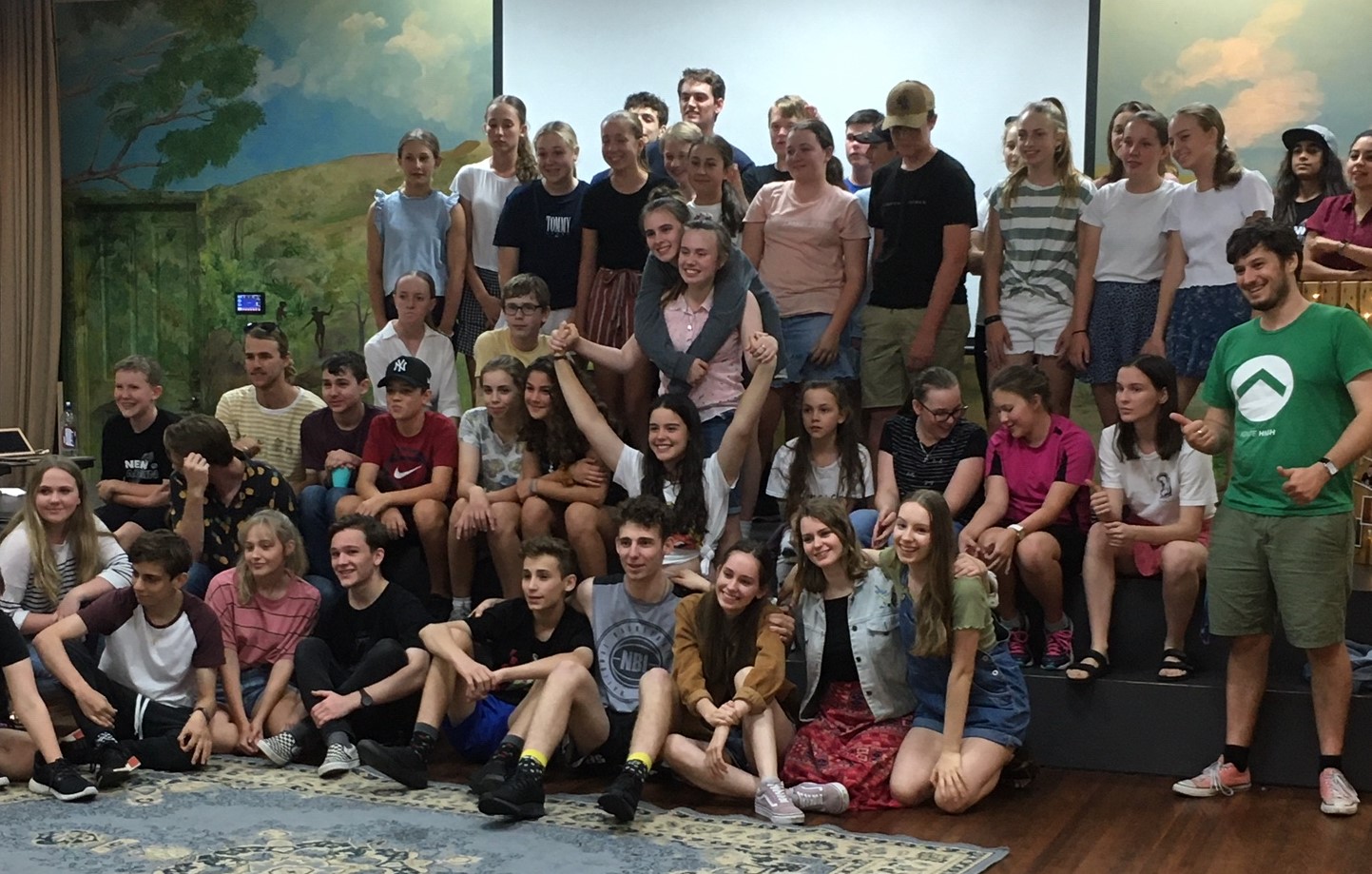 A large group of students posing for the camera.